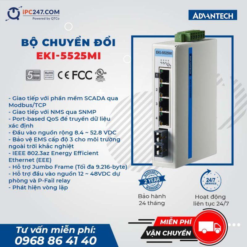Máy tính công nghiệp EKI-5525MI do công ty Quyết Thắng phân phối tại Việt Nam. Liên hệ chúng tôi theo Hotline 0968 86 41 40 để biết thêm chi tiết