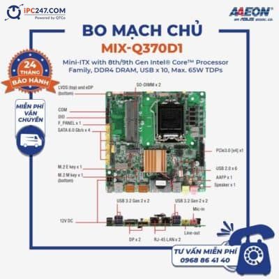 Bo mạch chủ Mini-ITX MIX-Q370D1