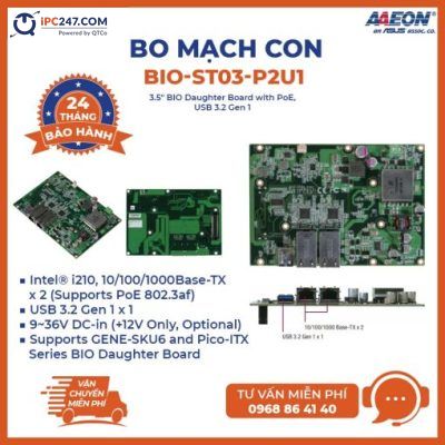 Bo mạch nhúng BIO-ST03-P2U1 3.5" with PoE, USB 3.2 Gen 1