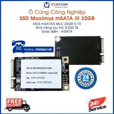 Ổ cứng công nghiệp SSD Maximus mSATA III 32GB MLC Industrial SSD (MUS-INDMSS3ST32M ) Ổ cứng công nghiệp SSD Maximus mSATA III 32GB MLC (MUS-INDMSS3ST32M )