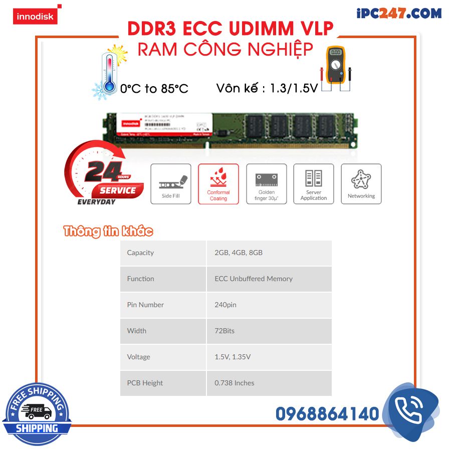DDR3 ECC UDIMM VLP do cong ty Quyet Thang phan phoi DDR3 ECC UDIMM VLP