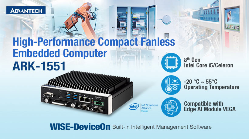 Máy tính nhúng không quạt Advantech ARK-1550-S6A1E Máy tính nhúng siêu mỏng không quạt Advantech ARK-1550 mã ARK-1550-S6A1E