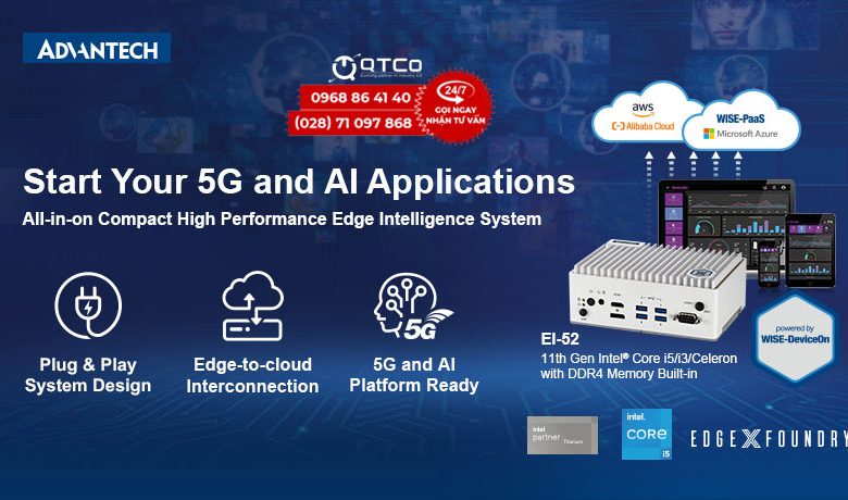 EI-52 hoạt động hỗ trợ hệ điều hành Windows 10 IoT 64-bit miễn phí Ubuntu 20.04 hay lựa chọn khác là Advantech Edge X và WISE-DeviceOn được cài đặt sẵn trên thiết bị