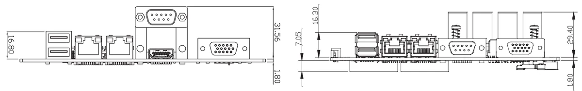 Bản vẽ chiều cao GENE-APL5 kèm tản nhiệt (mm)