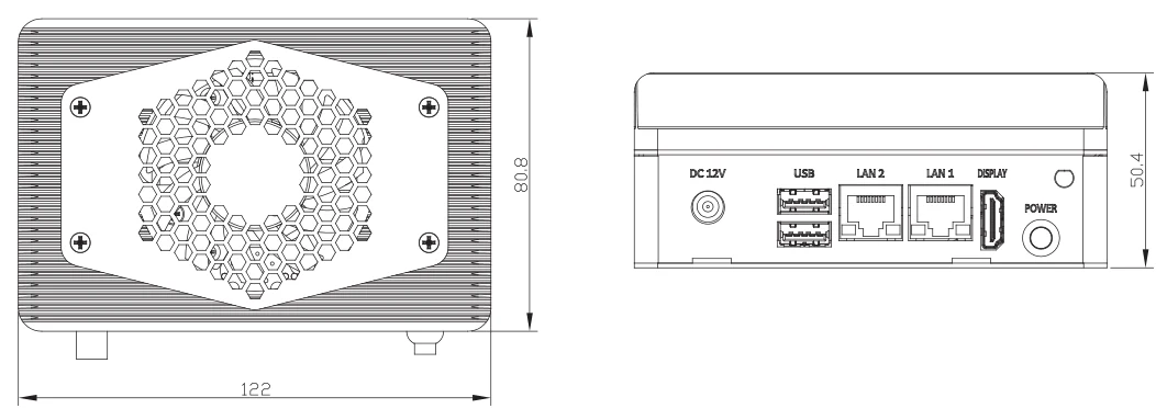 Bản vẽ kích thước và mặt cổng PICO-KBU4-SEMI (mm)