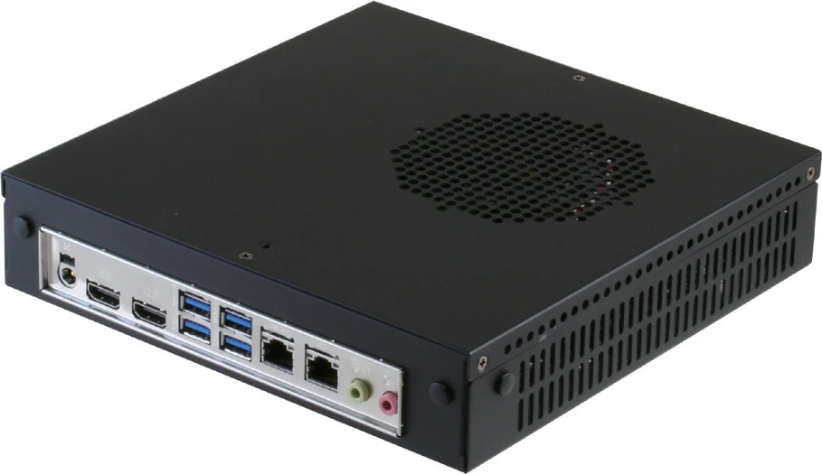 Mặt sau AAEON ACS-1U01-H110B với cổng HDMI, USB và LAN