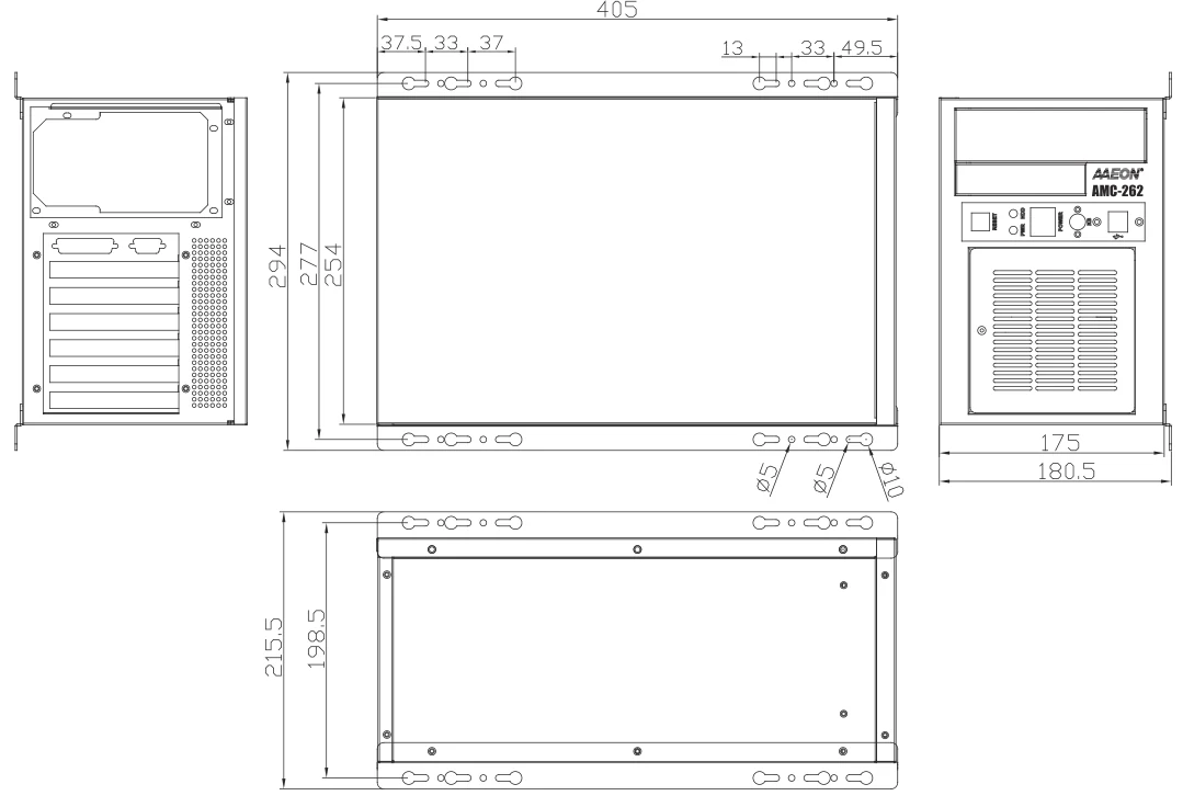 Bản vẽ kích thước AAEON AMC-262 (mm)