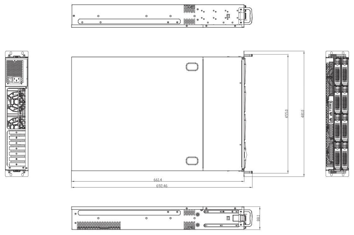 Bản vẽ kích thước NVR-Q67S (mm)