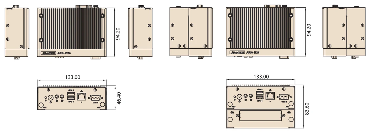 Bản vẽ kích thước và kiểu lắp ARK-1124U (mm)
