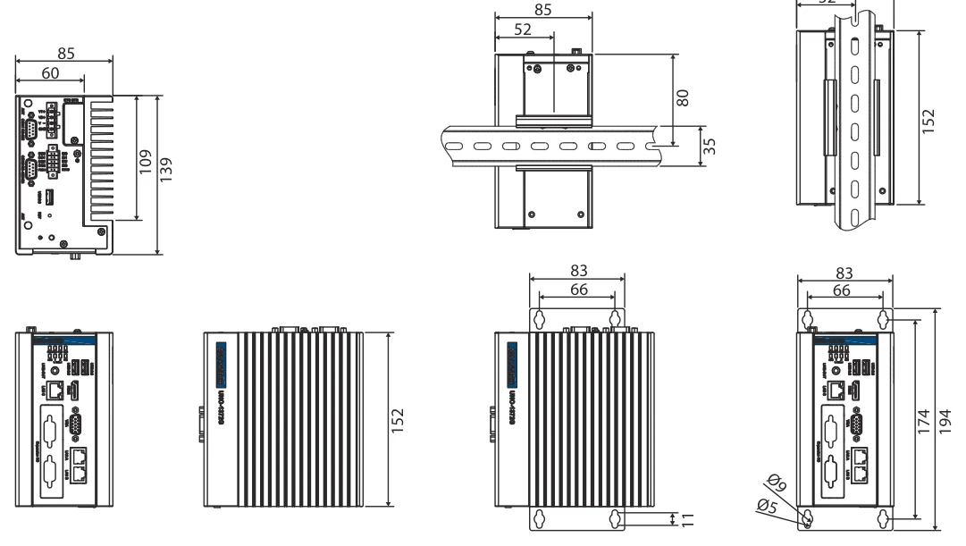 Bản vẽ kích thước UNO-1372GH (mm)