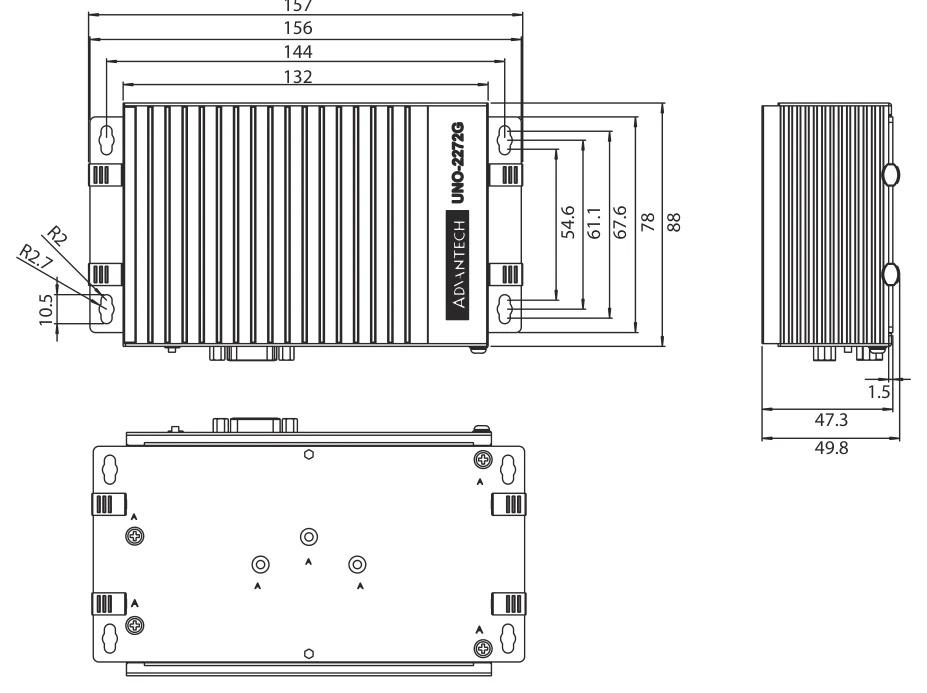 Bản vẽ kích thước UNO-2272G (mm)