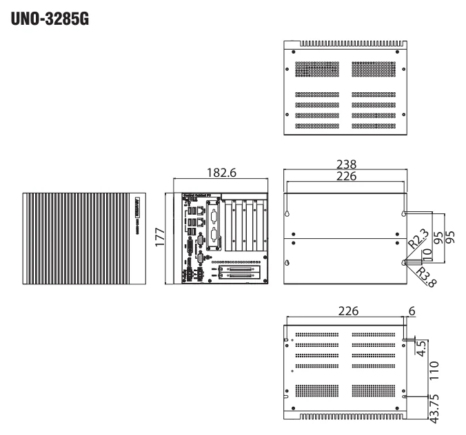 Bản vẽ kích thước UNO-3285G (mm)