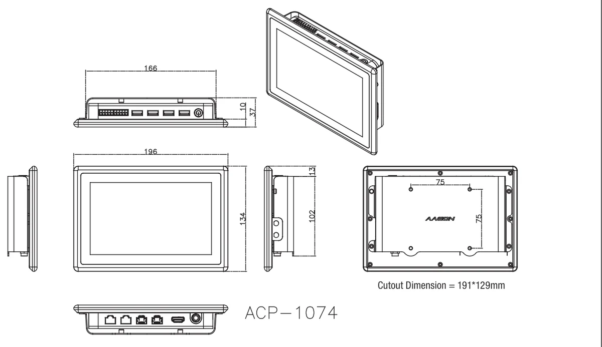 Bản vẽ kích thước ACP-1074 (mm)
