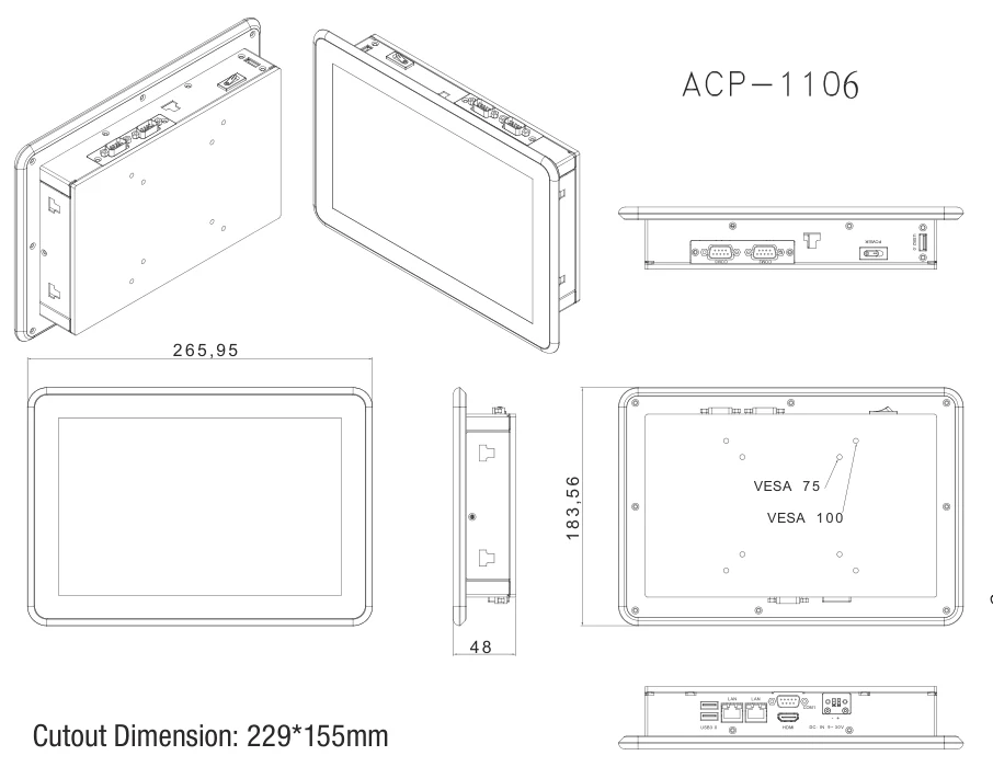 Bản vẽ kích thước ACP-1106 (mm)