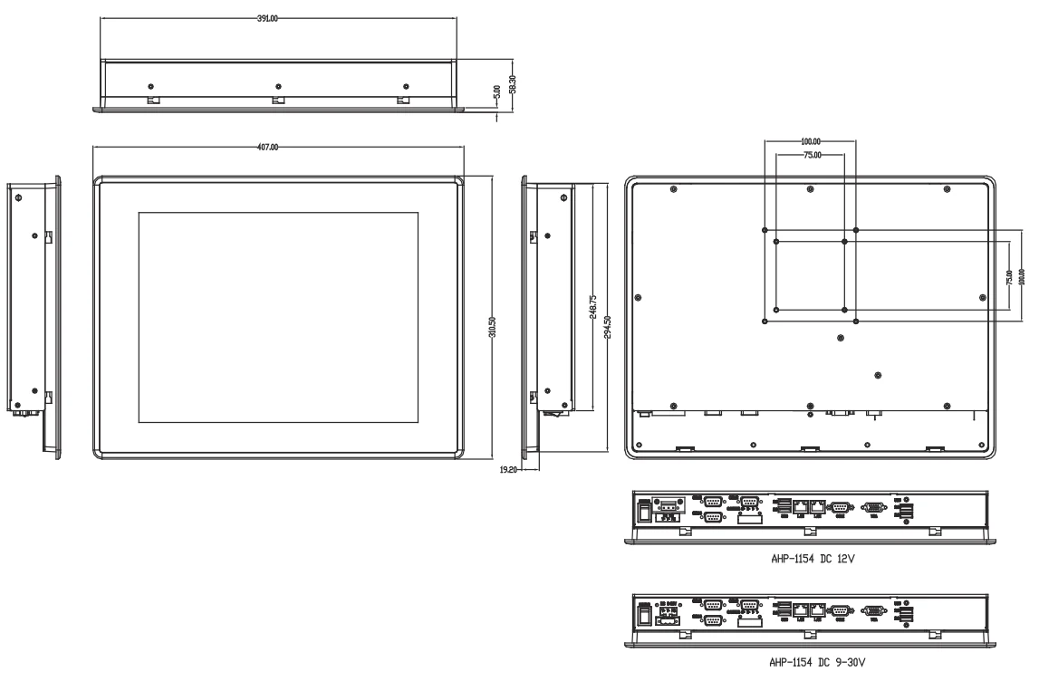 Bản vẽ kích thước AHP-1154 (mm)