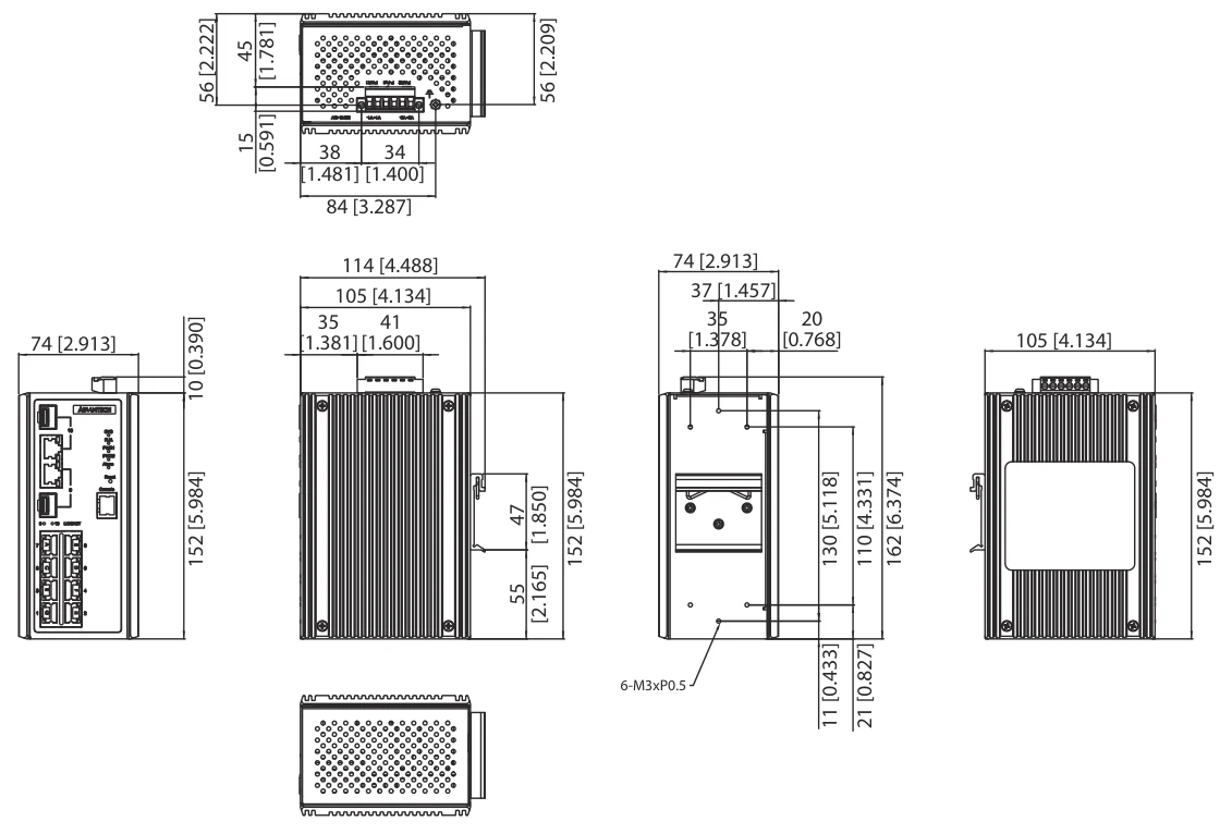 Bản vẽ kích thước EKI-7710G-2C (mm)