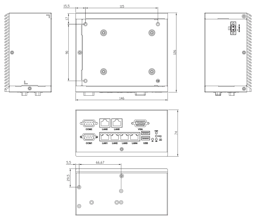 Bản vẽ kích thước ICS-6270 (mm)