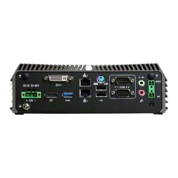 Mặt cổng I/O của Cincoze DE-1000L với DVI, LAN, USB và COM