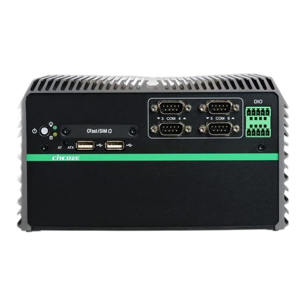 Mặt trước Cincoze DE-1002 với cổng COM, USB và DIO
