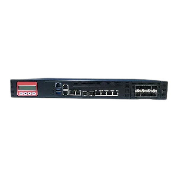 Mặt trước FWS-7360 với cổng mạng và màn LCD